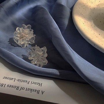 復古昭和玫瑰s925冰晶花耳釘日系復古耳夾赫本高冷顯瘦夸張耳環女