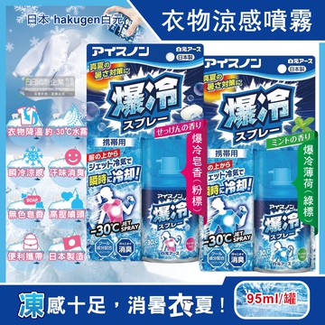 【日本 Hakugen 白元】夏日消暑汗味消臭瞬冷約-30℃衣物涼感噴霧95ml/藍罐