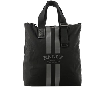 BALLY On The Go 條紋尼龍手提/肩背托特包(黑色)(贈收納袋) 6301980