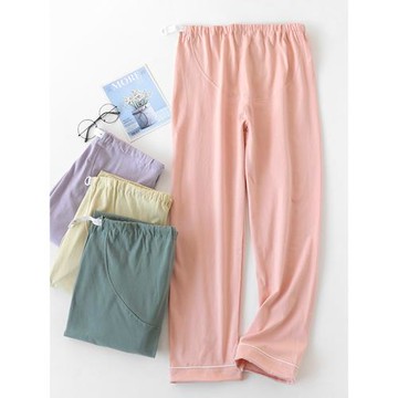 孕婦睡褲女長褲純棉春夏秋季寬松外穿可調節高腰托腹家居褲全棉