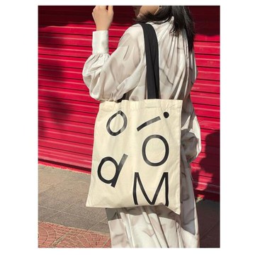 小布自制韓國新款字母組合設計小眾百搭日常簡約單肩學生帆布包袋