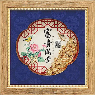 金箔畫 純金 *金鴻喜系列* 牡丹【富貴滿堂B】...23x23cm