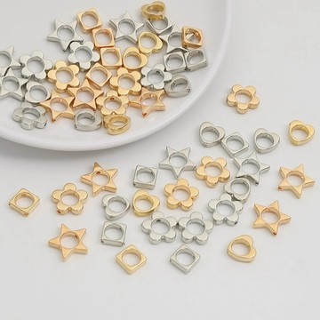 【幻彩水晶手作坊】 20入 塑膠 愛心五角星 包珠圈 直孔 隔圈 DIY手工手鏈 項鏈 耳飾品 配件