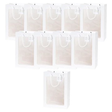 ABM 透明花束購物袋 白色 中款(20 x 15 x 30 cm) 10入  中號(20 x 15 x 30 公分)  10個