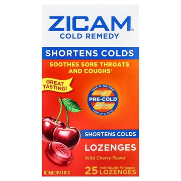 Zicam, 著涼緩解鋅錠，野櫻桃味，獨立包裝，25 片裝