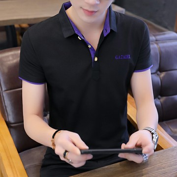 翻領polo男衫帶領男士短袖t恤有領子青年夏裝短衣外穿打底衫上衣