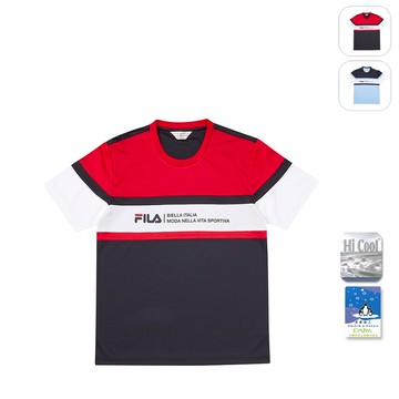 【FILA】男性 吸濕排汗 短袖圓領T恤-丈青 1TEY-1704-NV