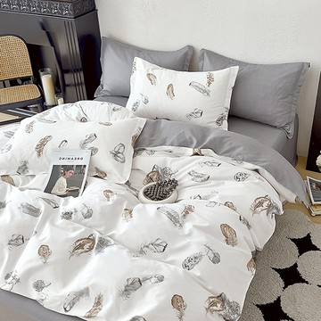 床包被套組(薄被套)-雙人加大 / 精梳純棉四件式 / 依羽乘風 台灣製