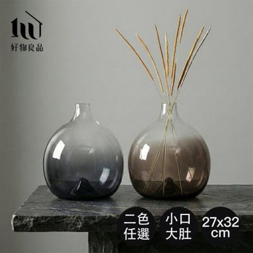 【好物良品】大款_日本極簡大肚玻璃花瓶｜小口大肚設計 高級感插花器 樸素高級感 桌上裝飾