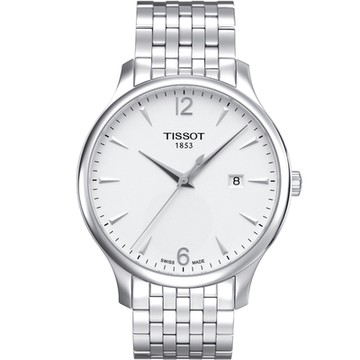 TISSOT 天梭 官方授權Tradition系列簡約時尚男錶(T0636101103700)白x鋼