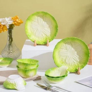 白菜盤子組合家用2025陶瓷菜盤釉下彩單只米飯碗創意深盤餐具套裝