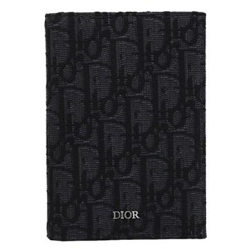 Christian Dior 緹花帆布對開式5卡護照夾(黑)