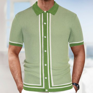 【巴黎精品】現貨+預購 男上衣POLO衫針織衫短袖襯衫針織T恤簡約高彈力修身休閒男裝-條紋男外套3色a1ho37