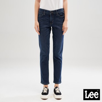 Lee 女款 401 中腰修身小直筒牛仔褲 中藍洗水