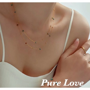 Pure Love樂芙 /正韓 鈦鋼【316L醫療鋼】G01162不規則天然石切割鎖骨鏈 短項鏈 / 二款