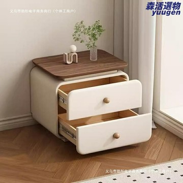 【免安裝奶油風】床邊櫃 床頭櫃 臥室櫃 收納櫃 儲物櫃 皮藝床頭櫃 簡約現代設計 小戶型臥室 奶油色系 多功能置物