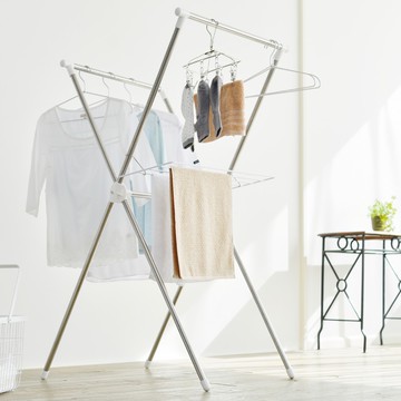 【限時免運】IRIS OHYAMA 不鏽鋼隨插即用折疊曬衣架 H-70XN(毛巾架/梅雨)