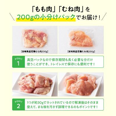 ふるさと納税 川南町 宮崎県産若鶏 ももむね肉 小分けセット 3.2kg