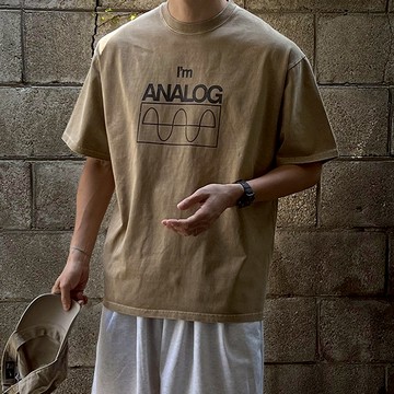 正韓ANALOG裂紋印花質感水洗棉短袖上衣 3色 YUPPIE 預購商品 0603