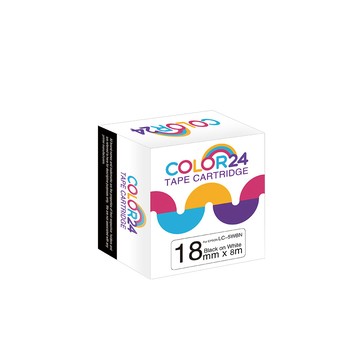 EPSON 【Color24】副廠 相容標籤帶 for 6入組 LC-5WBN / LK-5WBN 一般系列白底黑字 (寬度18mm)