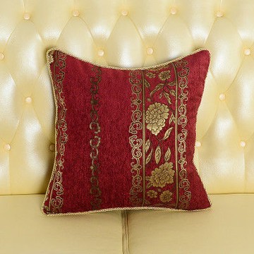 【協貿】高檔奢華厚磅環保色織工藝紅底金花抱枕含芯