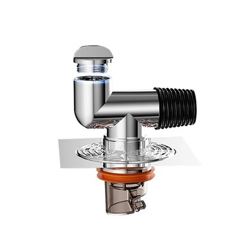 ANTIAN 洗衣機下水道三通防臭器/廚房下水道防臭轉接頭/浴室防溢水地漏 銀色  12.6 x 10 x 10cm  1個