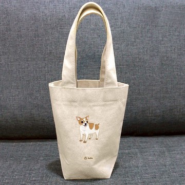 吉娃娃--台灣製棉麻布-文創柴犬-提袋-環保飲料袋-蒼蠅星球