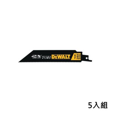 DEWALT 得偉 美國 雙金屬2倍耐用 金屬管材及鋼材用軍刀鋸片152mm(5支入) (DWA4186)