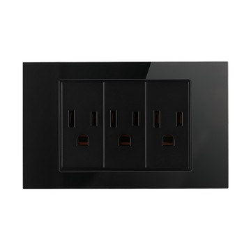 【易智快充】三開三孔插座面板-玻璃透黑