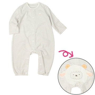 akachan honpo - 長袖兔裝-動物造型屁屁 刷毛-灰色