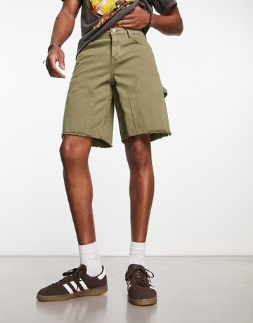 Sixth June carpenter denim shorts in khaki-Green