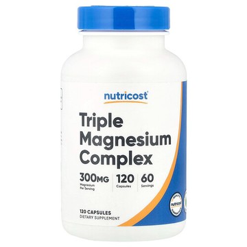 Nutricost, 三重鎂複合物，300 毫克，120 粒膠囊（每粒膠囊 150 毫克）