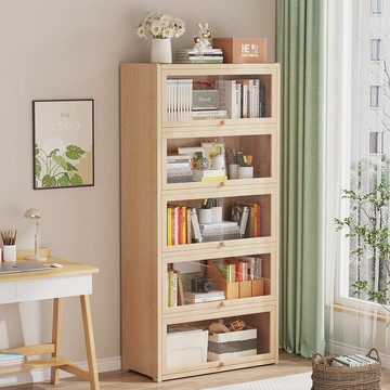 ??免運 快速出貨 書架 書櫃 收納架簡易書柜多層落地式家用防塵書架透明置物架兒童繪本架客廳儲物柜