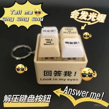 臺灣出貨🔥迴答我玩家looking my eyes語錄髮音鑰匙扣四格按鍵解壓玩家