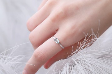 藍碧璽925純銀方糖戒指