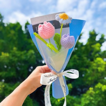 客製化禮物  情人節禮盒  手作鉤織春日低語花束