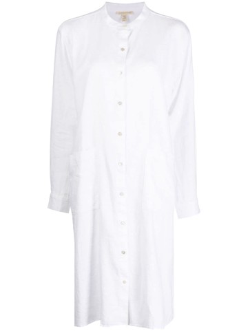 Eileen Fisher - long-sleeve linen shirtdress - women - Eco Linen - XS - White