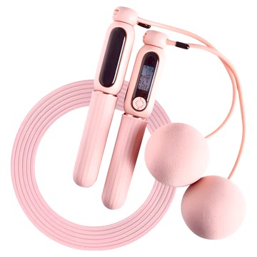 AD-ROCKET 充電智能磁控計數跳繩 無繩+有繩  本體 19.5cm 無繩球 6.5cm 繩長 280cm  粉紅色  1條