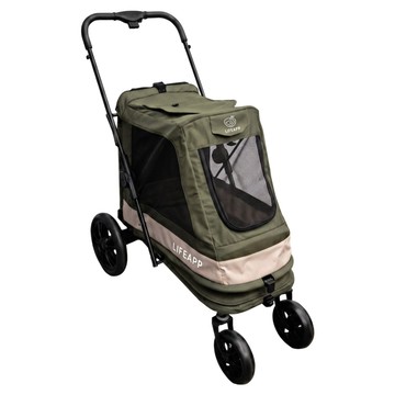 Lifeapp 漫遊嘟嘟 單手瞬收寵物推車 適合中型犬貓  軍綠色  1個