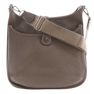 【日本直送】愛馬仕 HERMES Evelyn 3 GM 肩背包 Evelyn 牛皮 灰褐色 女仕【二手】
