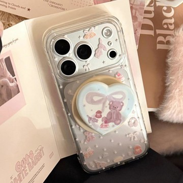 可愛玩偶小熊蘋果18promax手機殼iphone16磁吸支架15適用13透明17