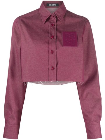 Raf Simons - cropped logo-patch shirt - women - Cotton/Polyester - L - Red
