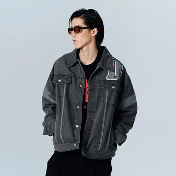 Daniel Wong x Coca Cola拼接牛仔外套 (水洗黑) - L－XL