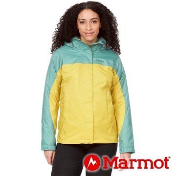 【Marmot】女單件式防水連帽外套『萊姆黃/龍舌蘭藍』46700 戶外 露營 登山 健行 休閒 時尚 保暖 防水 連帽外套