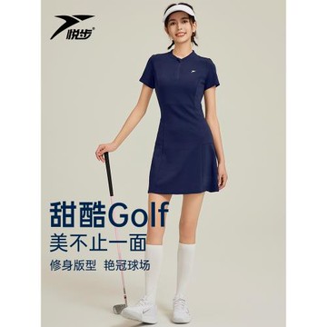 (免運)悅步高爾夫連衣裙女裝透氣羽毛球網球服高端運動短裙網球裙跑步女