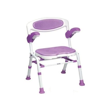 【海夫健康生活館】勝邦福樂智 日本SHIMA 可牽式扶手 折疊站立洗澡椅 沐浴椅 紫色(7250 DX)