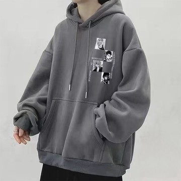 臺灣出貨 套頭長袖連帽上衣 男生女生皆適閤 加絨帽T 印花款式 印花休閒上衣 加大尺碼M-8XL 大碼百搭推薦秋冬衣服