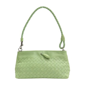 【二手名牌BRAND OFF】BOTTEGA VENETA 寶緹嘉  淺綠色 羊皮編織 手提包 120773
