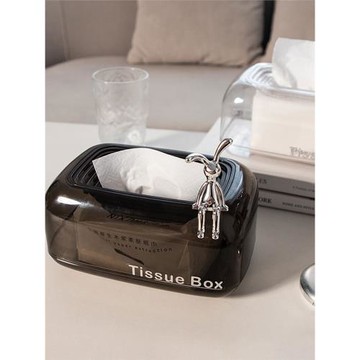 輕奢下沉式紙巾盒客廳茶幾用抽紙盒家用透明創意裝紙巾收納盒擺件