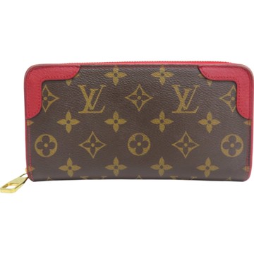 【二手名牌BRAND OFF】LOUIS VUITTON LV 路易威登 棕色 原花帆布 Retiro Zippy Wallet 拉鍊長夾 M61854